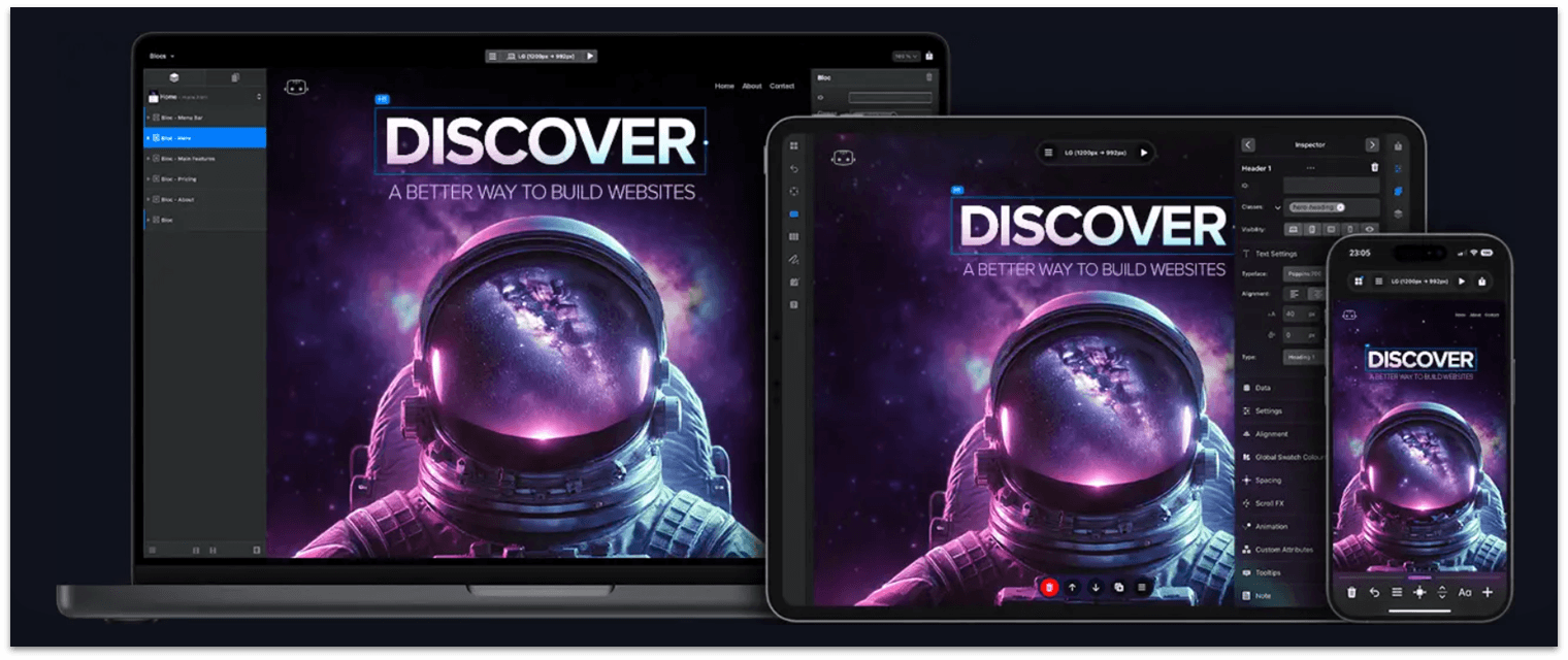 Sample website on desktop, mobile, tablet, created by Helix Studio showing homepage layout