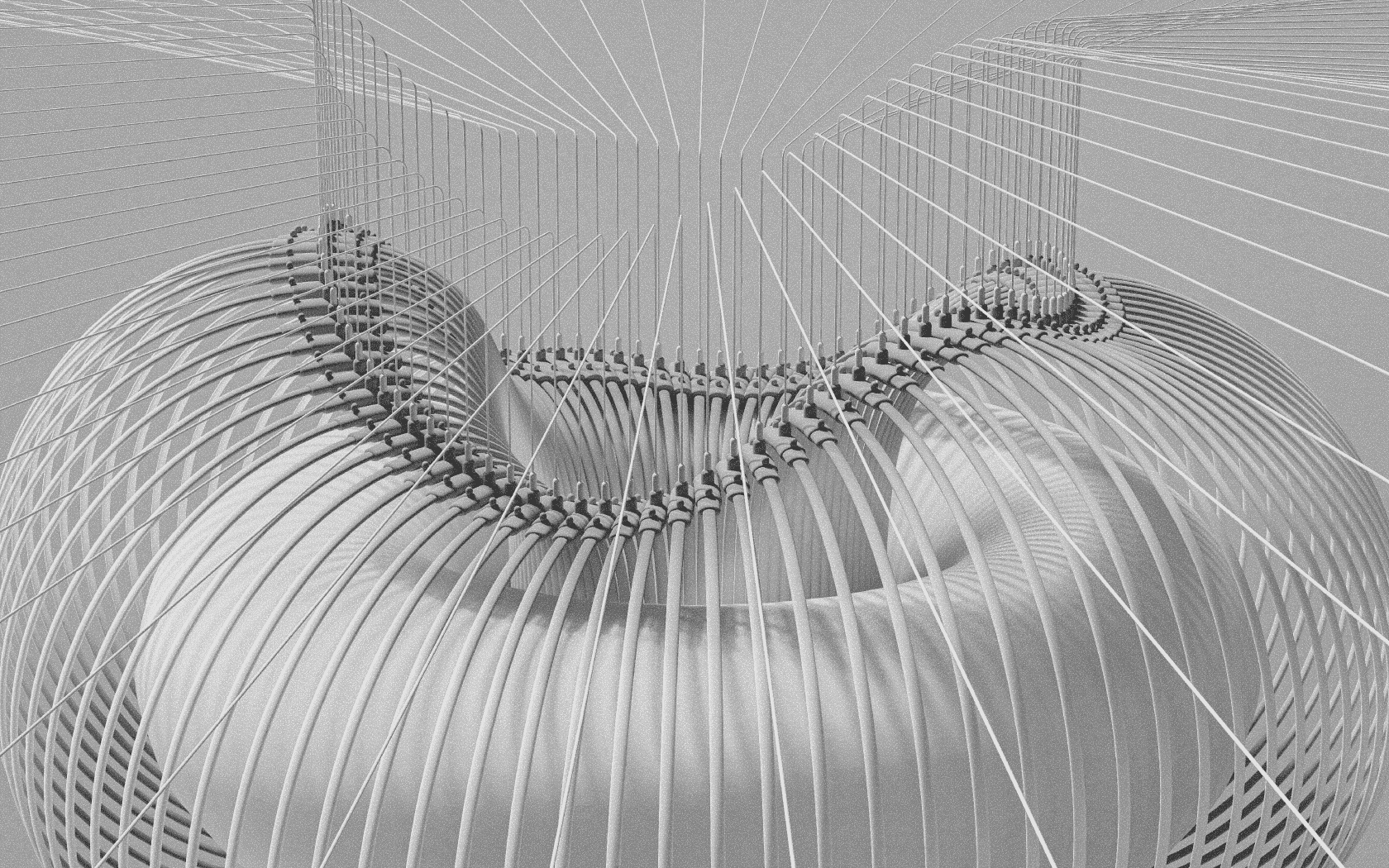 A coiled spring-like helix form rendered as a smooth abstract 3D sculpture