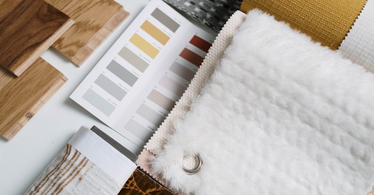 A flat lay of color swatches and fabric samples ideal for interior design inspiration.
