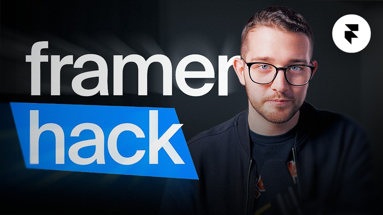A thumbnail showing a person beside bold text “framer hack” with a Framer logo