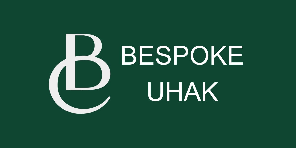 The image shows the logo of Bespoke Uhak, a personalized academic consulting service offering compassionate guidance for students.
