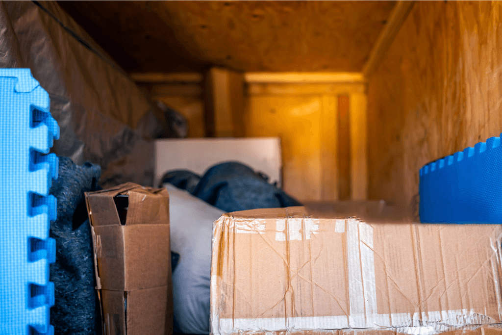 Spakovane i zaštićene stvari unutar kombija spremne za odvoz na deponiju