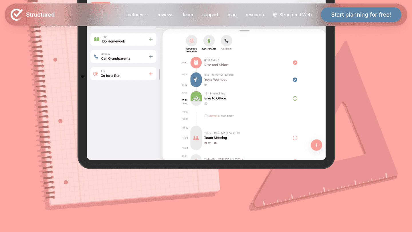 Structured app website screenshot