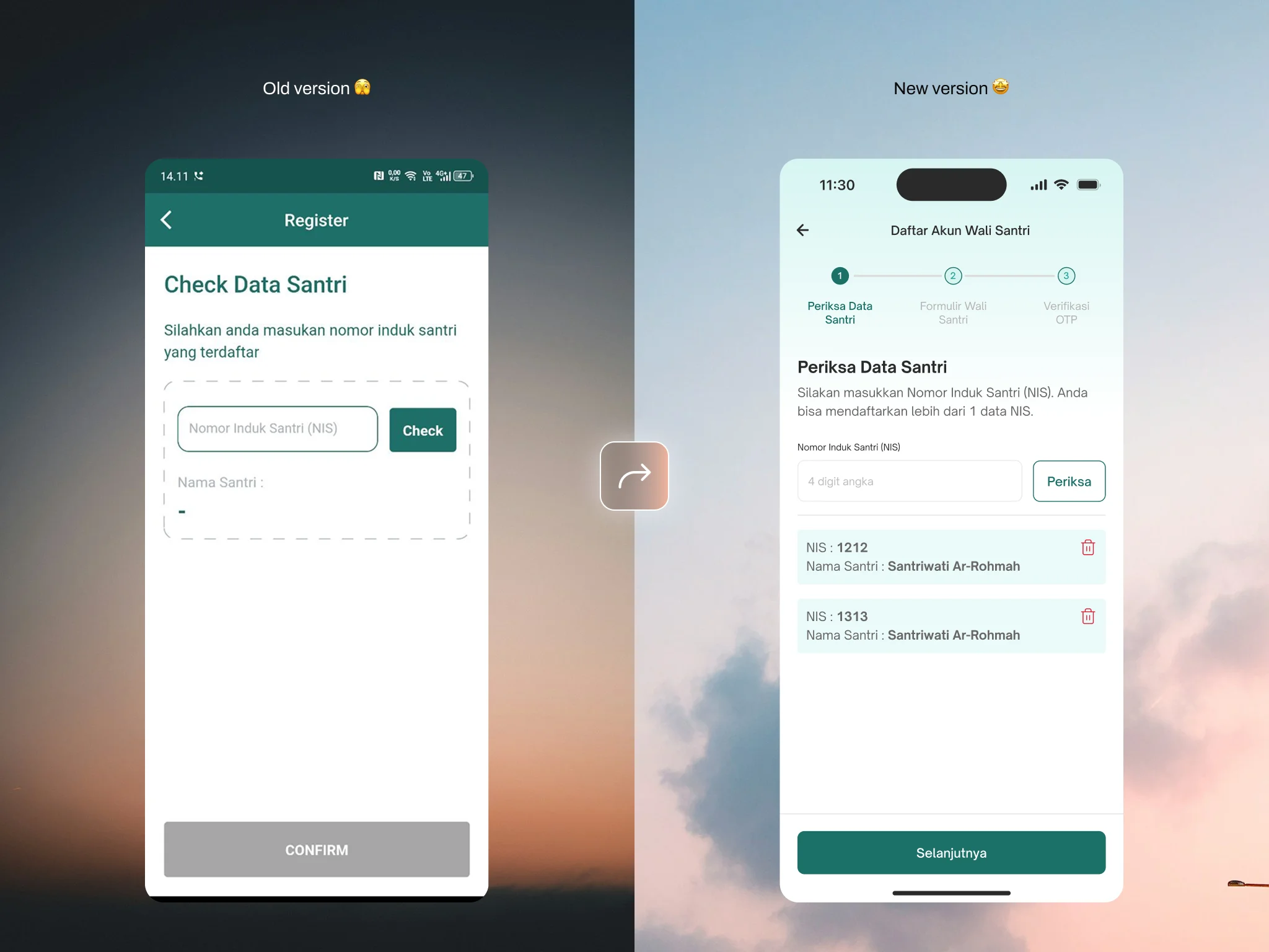 Revamp registration UX Flow Ar-Rohmah App