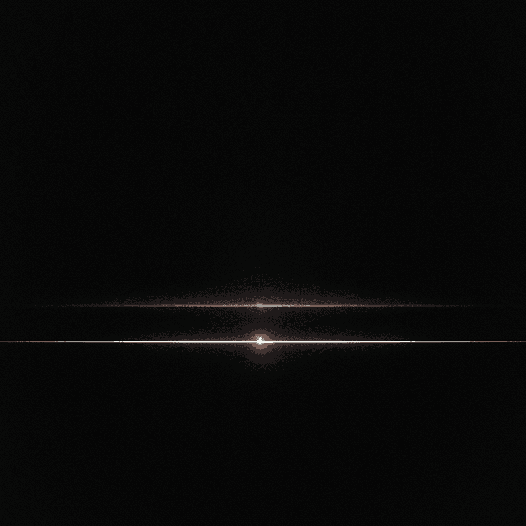 Single thin orange line of light bisecting a deep black void with faint atmospheric haze