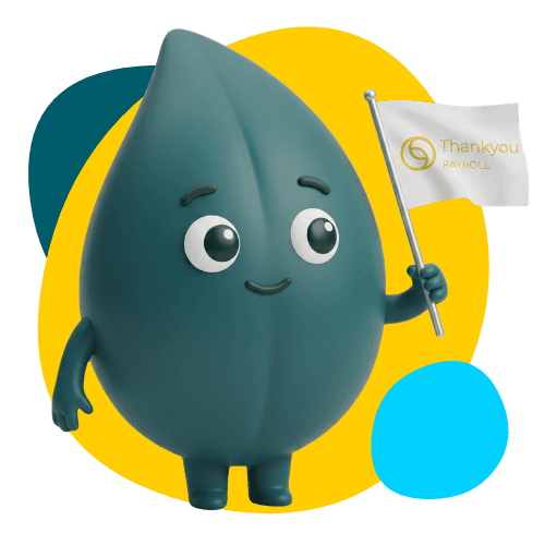 Thankypu Payroll's mascot planting their flag to mark their arrive in the NZ payroll market.