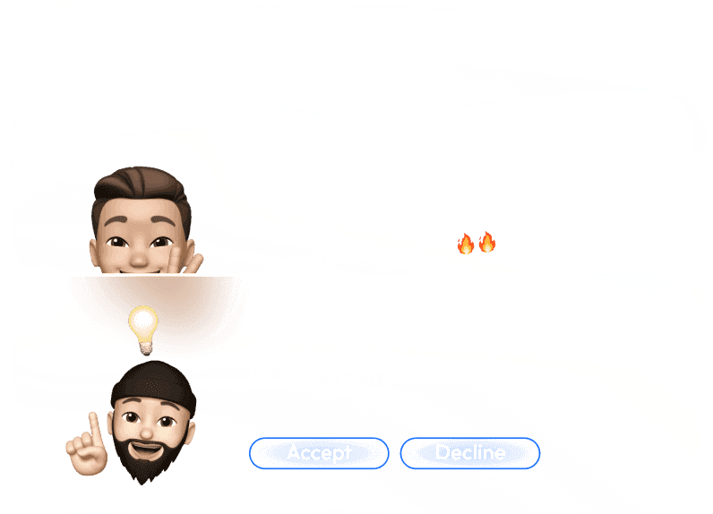 Casa Verde Framer template with animated emojis, accept and decline options.