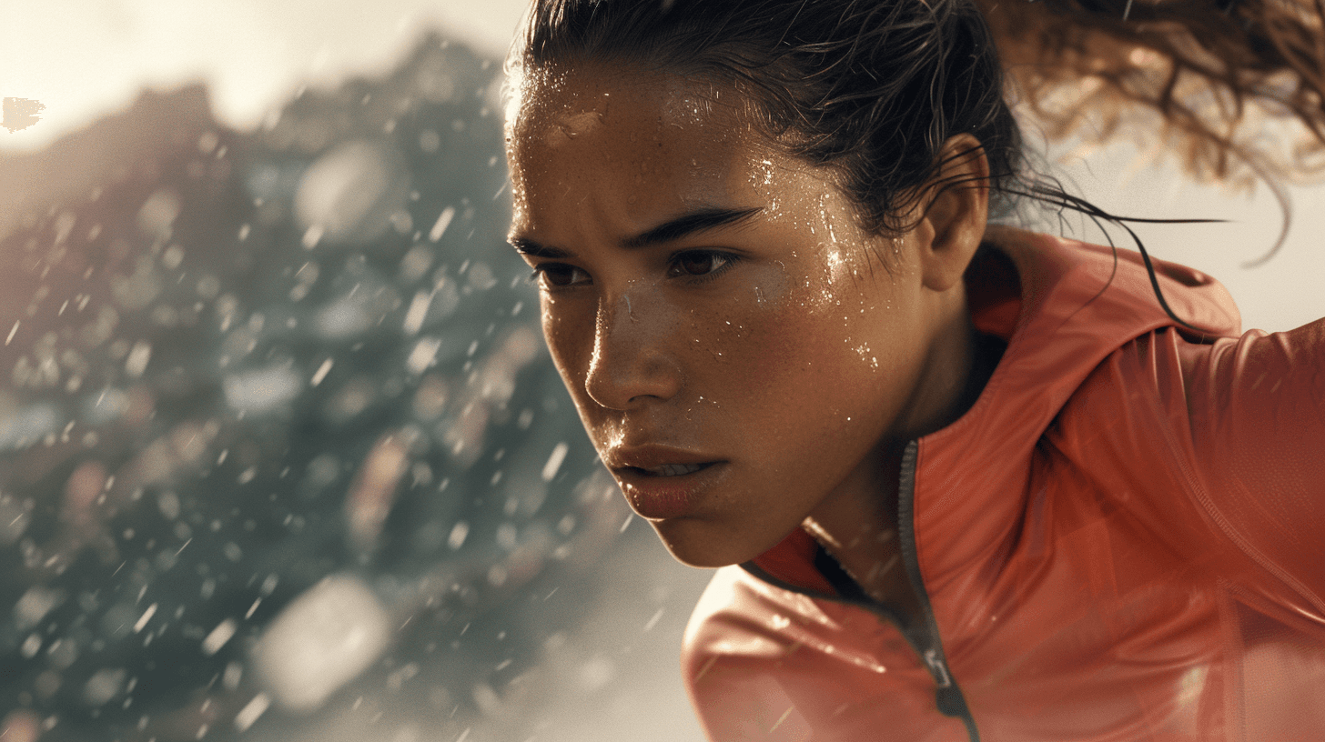 a determined female runner in action