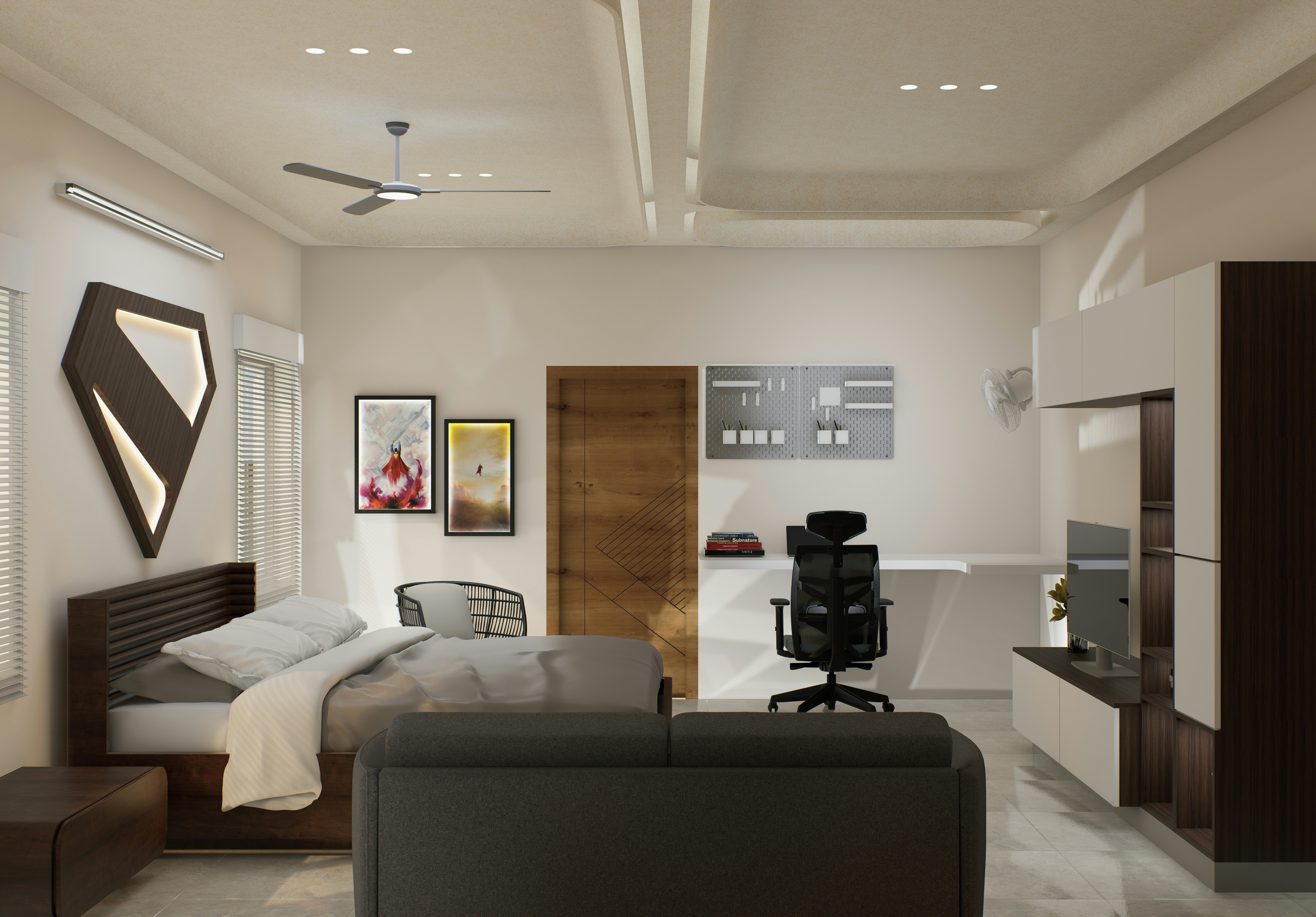 Modern bedroom interior design with ambient lighting in Thane