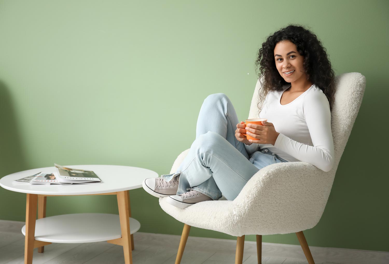 Woman enjoying hot beverage