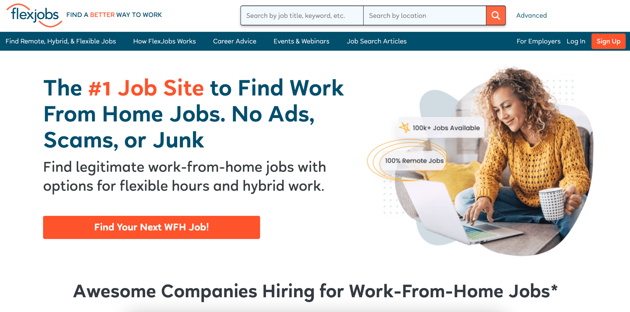 FlexJobs homepage