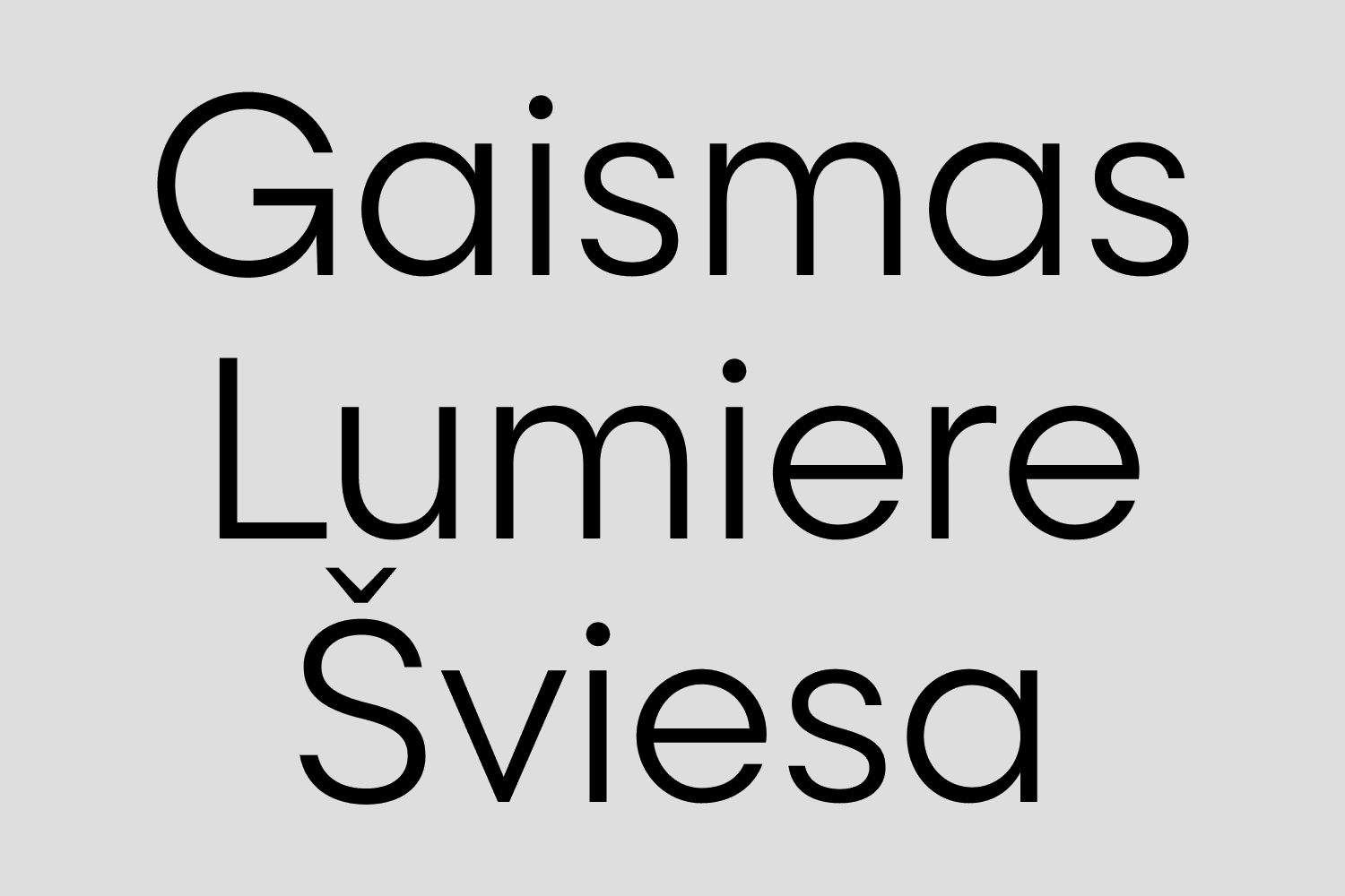 Lader font used in English, Latvian, and other languages to showcase multilingual support