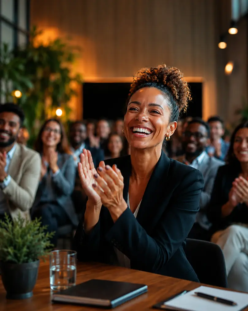 Engaged, postive audience for a pitch presentation