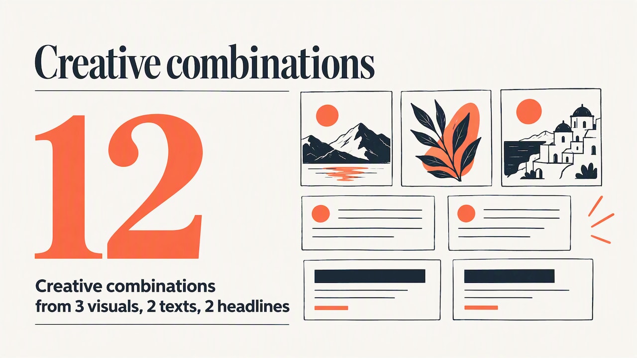 Three visuals paired with texts and headlines