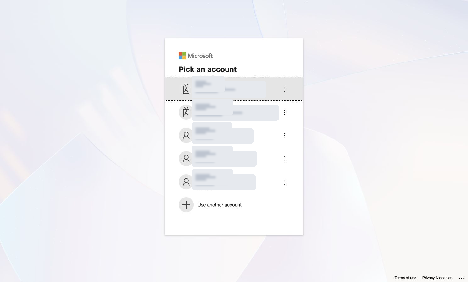 Microsoft account picker for Excel managed OAuth