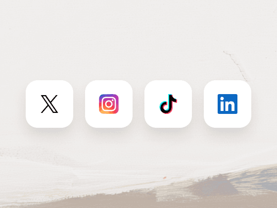 Image containing social‑media icons such as X, Instagram, TikTok and LinkedIn, showing how to share your use case.