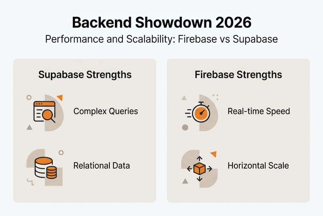 Infographic comparing Firebase and Supabase performance