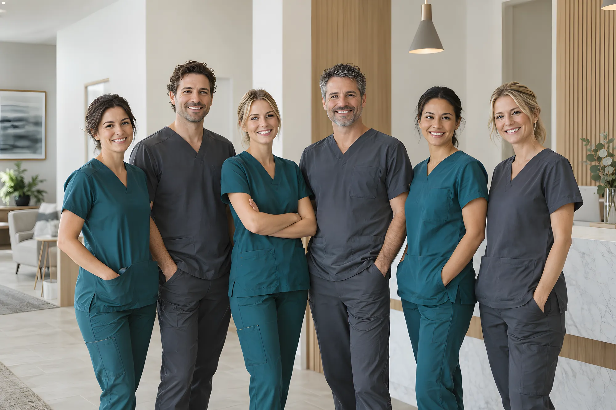 The Aveline Dental Studio team together in the reception