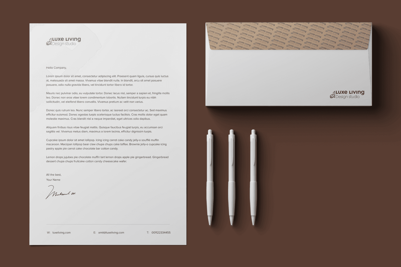 Luxe Living Design studio – cover and letter head