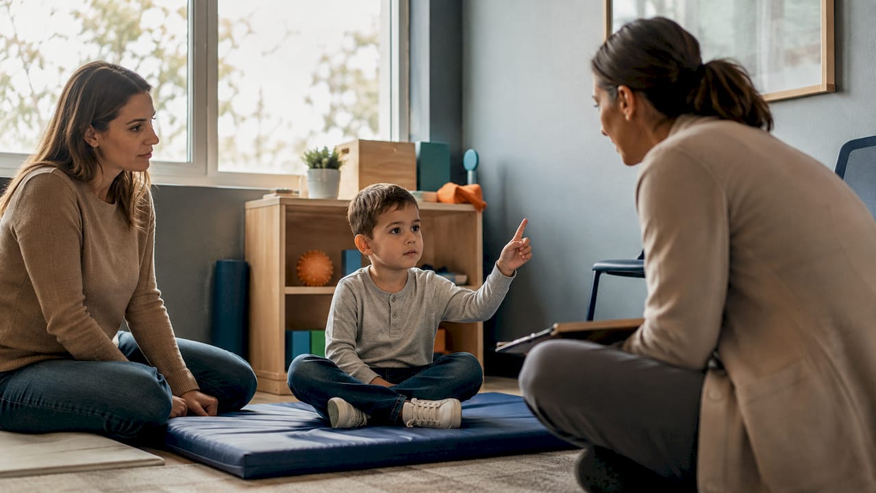 Evaluación funcional pediátrica con la cuidadora y el profesional