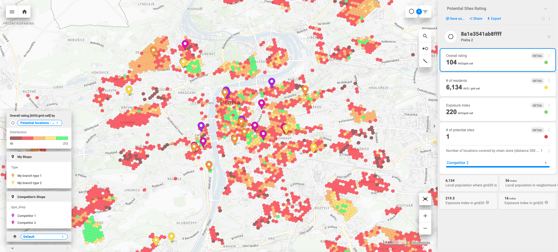 Branch Network Optimization visualized in CleverMaps Studio.