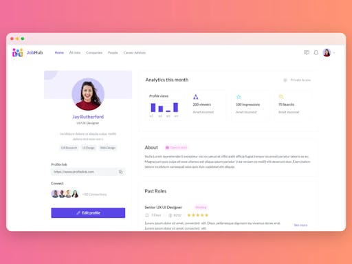 Job Wireframe dashboard