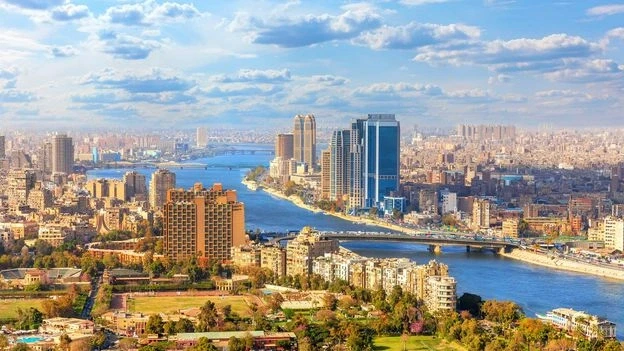 Cairo skyline along the Nile River