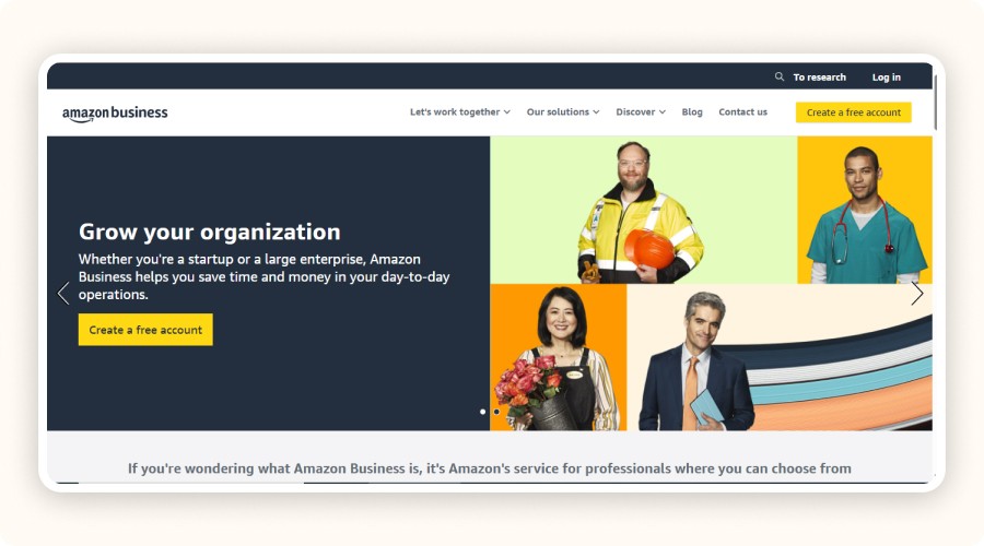 Amazon Business homepage