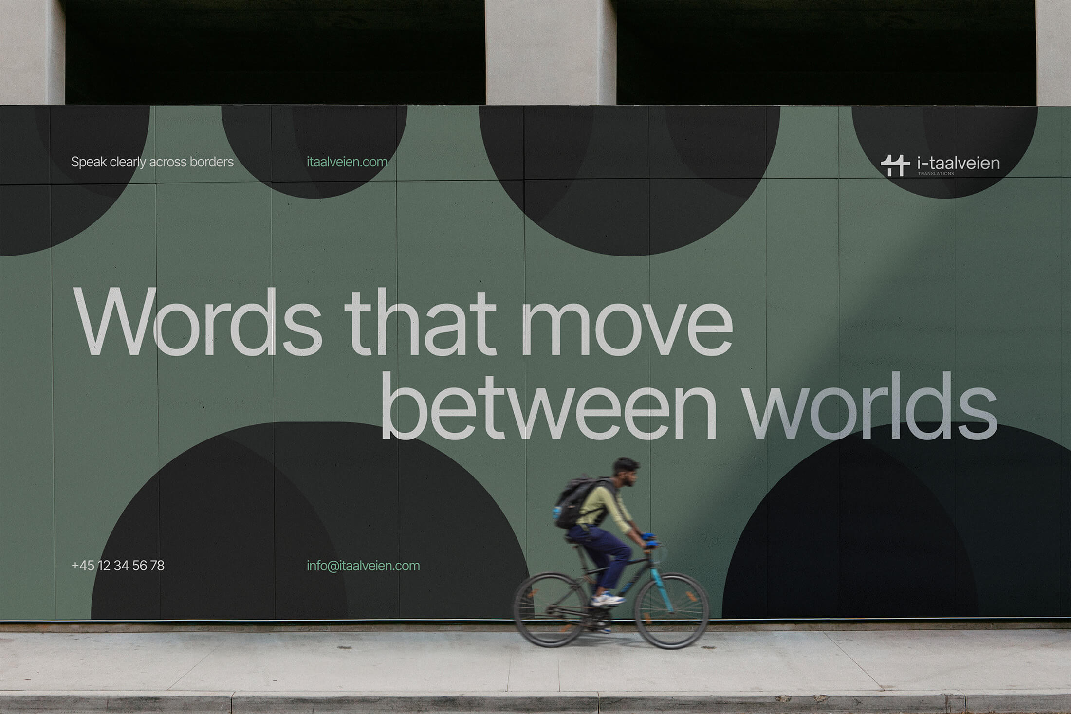 I-taalveien brand showcased on an urban wall mockup