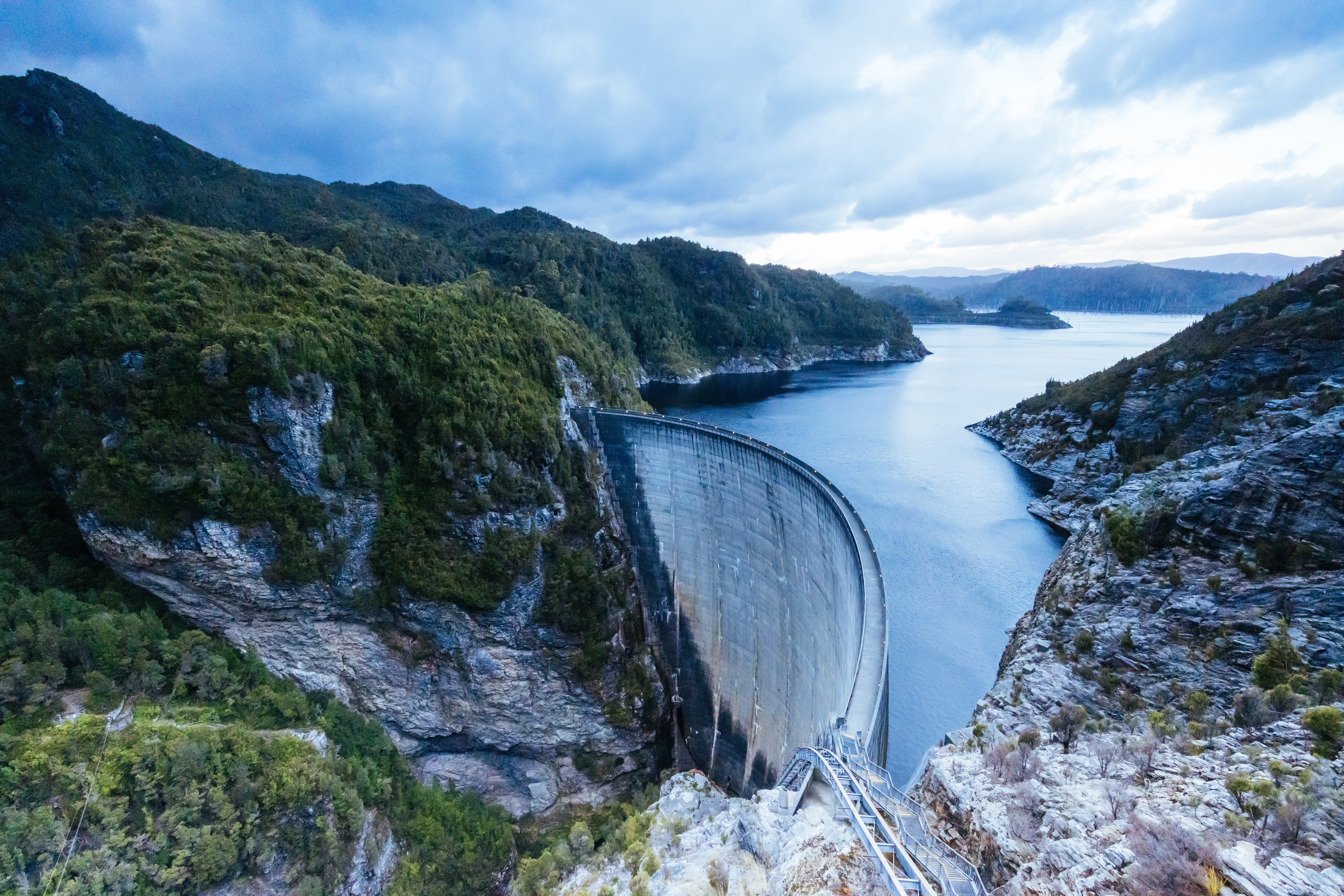 Hydroelectric dam and reservoir in Tasmania