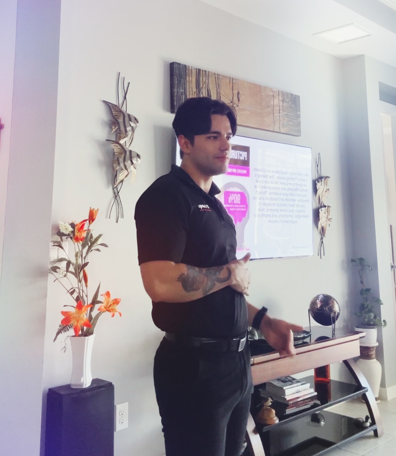 abstract orange butterfly with a light blue background