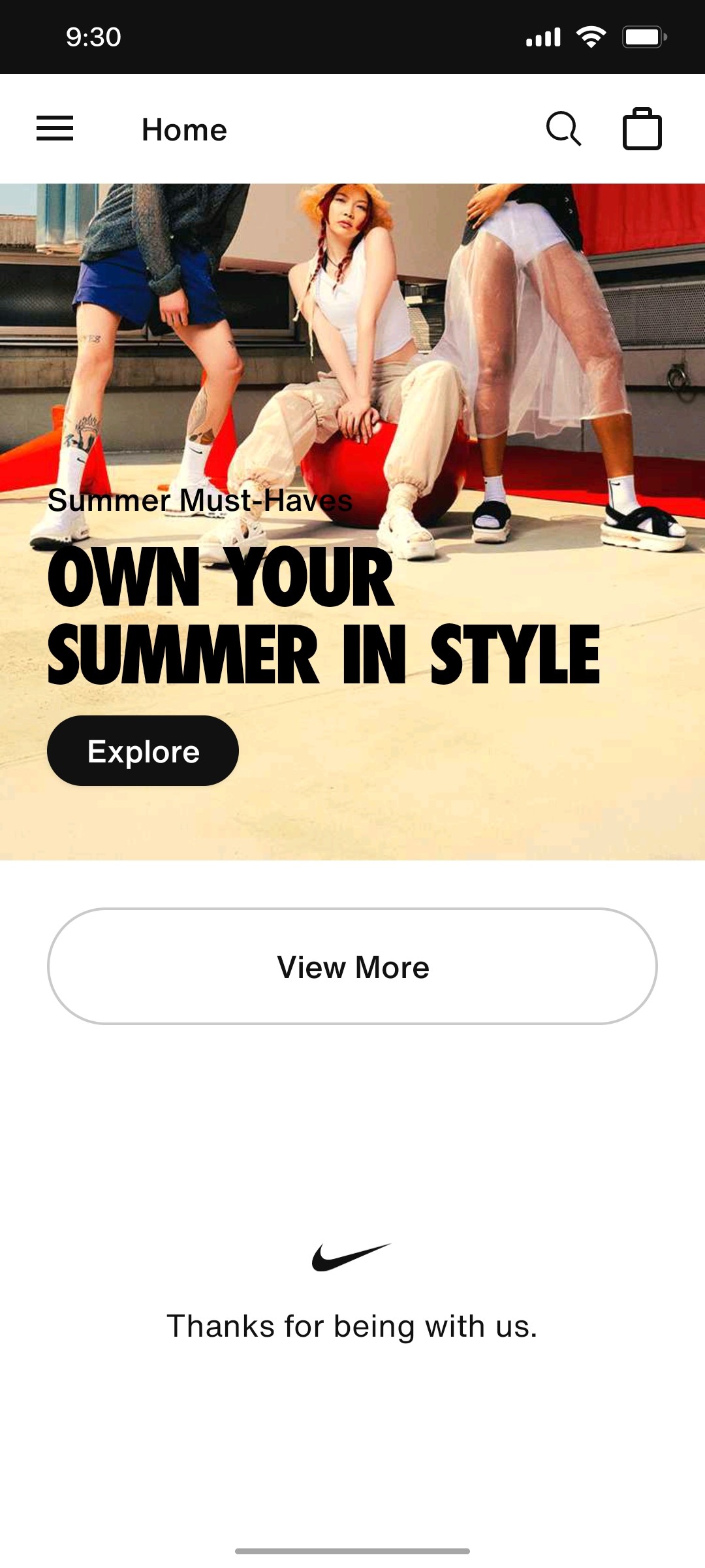 Nike App View More Screen