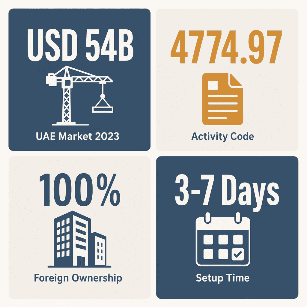 Infographic: Used Building Machinery & Equipment Trading License in Dubai