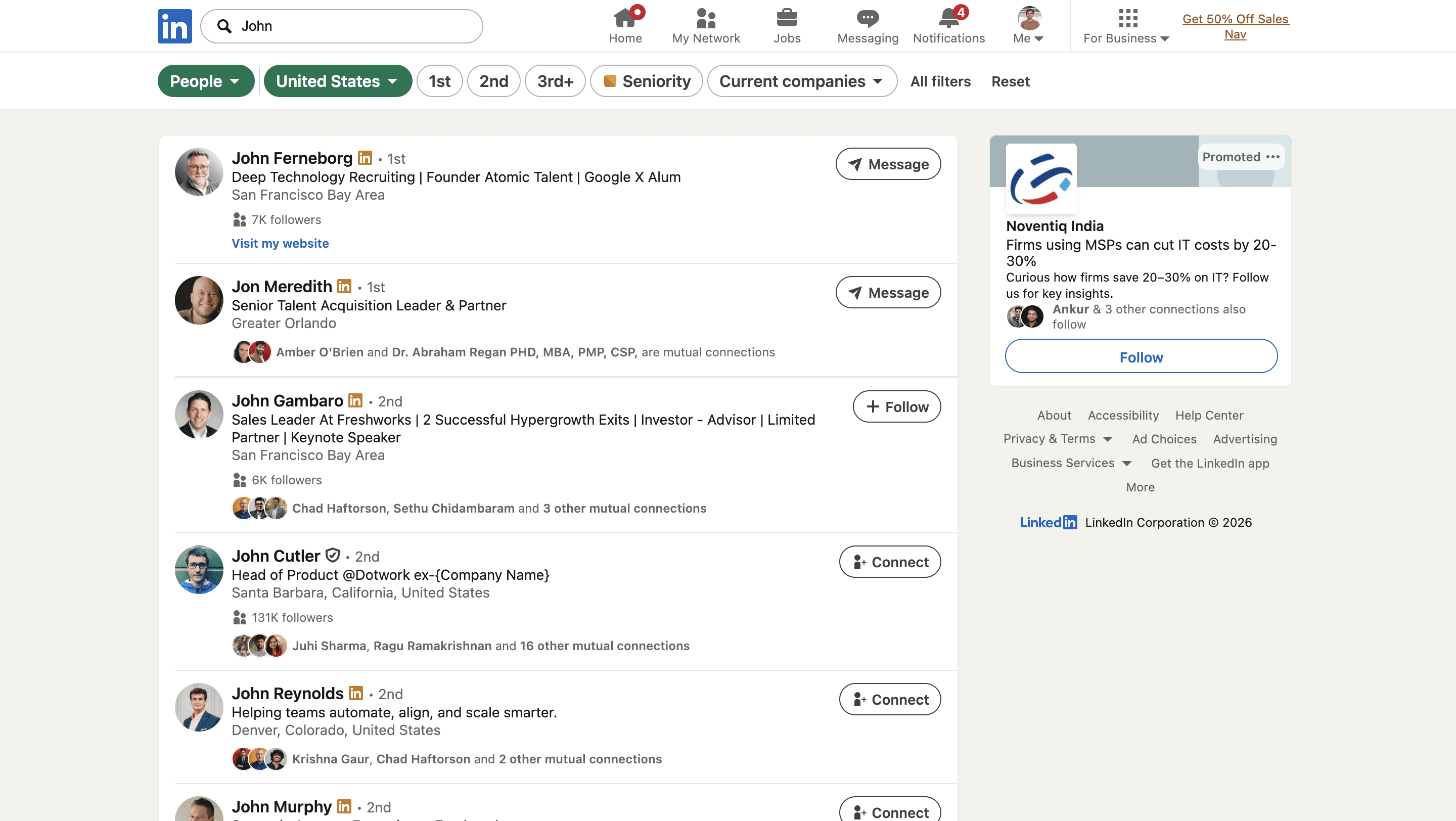 LinkedIn people search results page