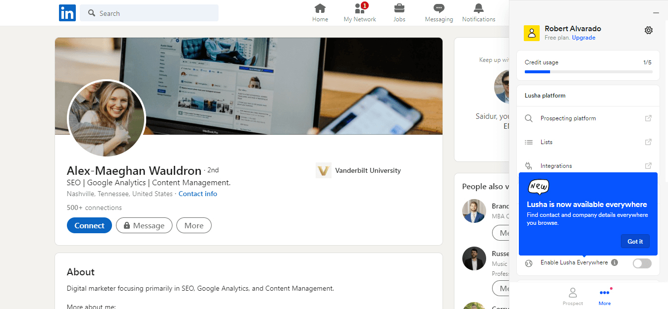 Lusha chrome extension