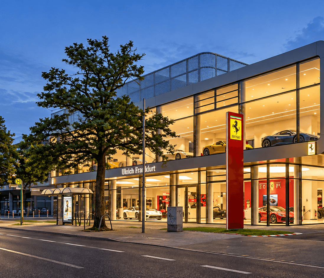 Ferrari showroom glass facade