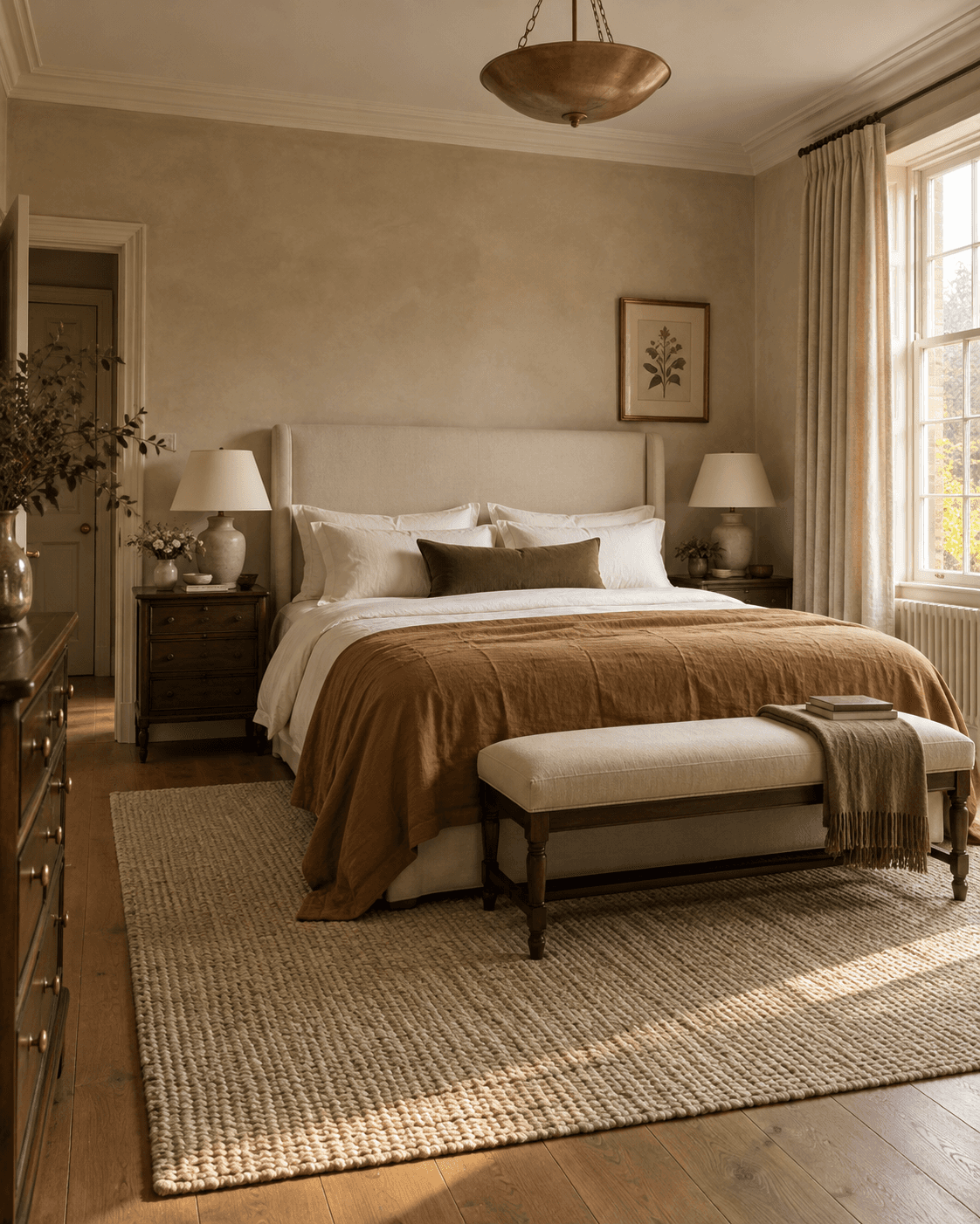 Illustrative bedroom design study with soft neutral tones