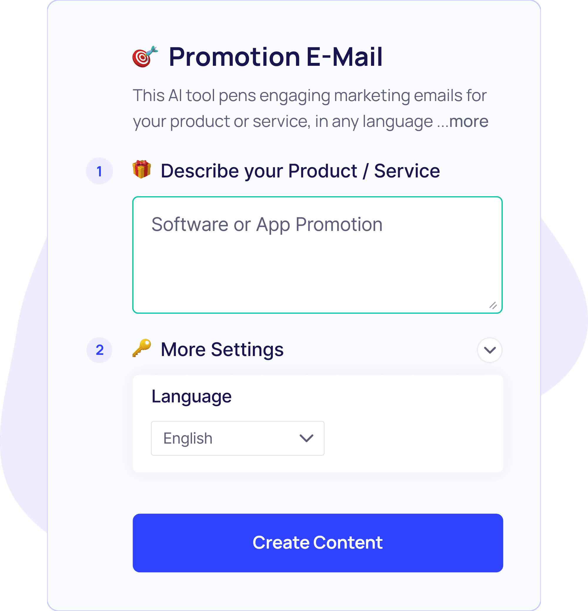 Promotional Email Generator Step - 2