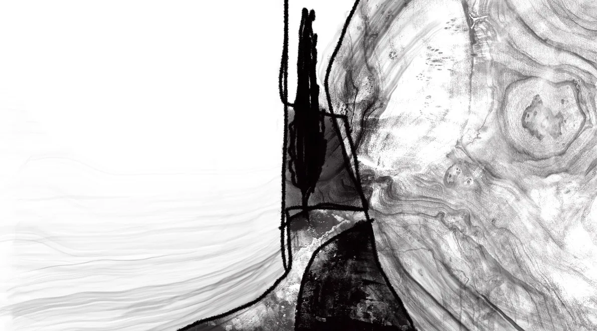 boceto conceptual en blanco y negro