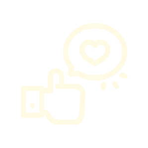 Icône combinant un pouce levé et un cœur, représentant l'approbation ou l’engagement.