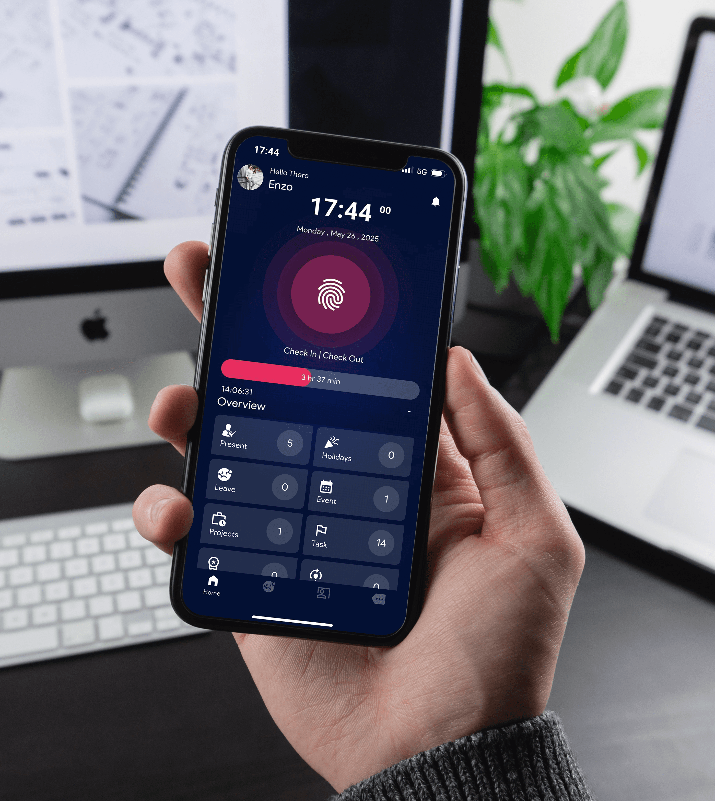 Smiling Women using Phone