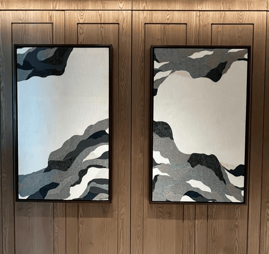 Golai  Golai meaning curve or swirl  Echoes the spiral winds of the desert. A sculpted console  that hides utility within its woven tactility