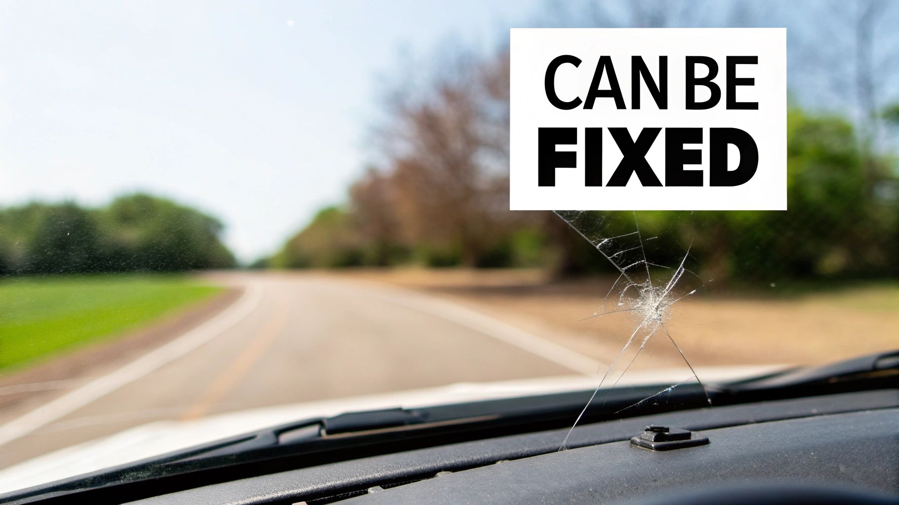 A technician injecting resin into a cracked windshield to perform a repair.