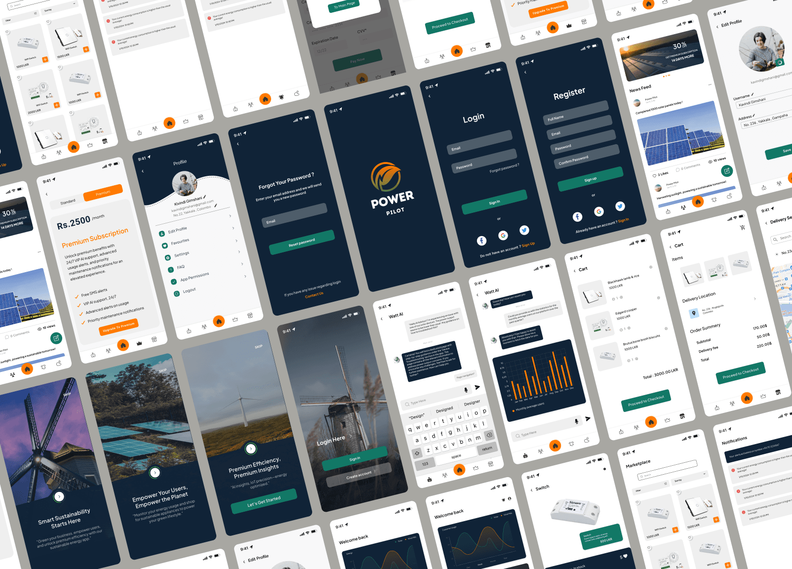 The home page header and footer