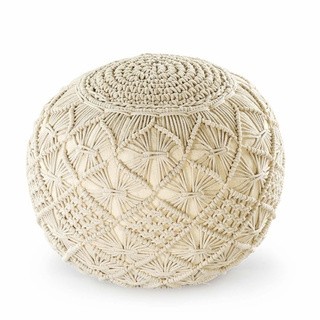 Handwoven natural cotton macrame pouf ottoman