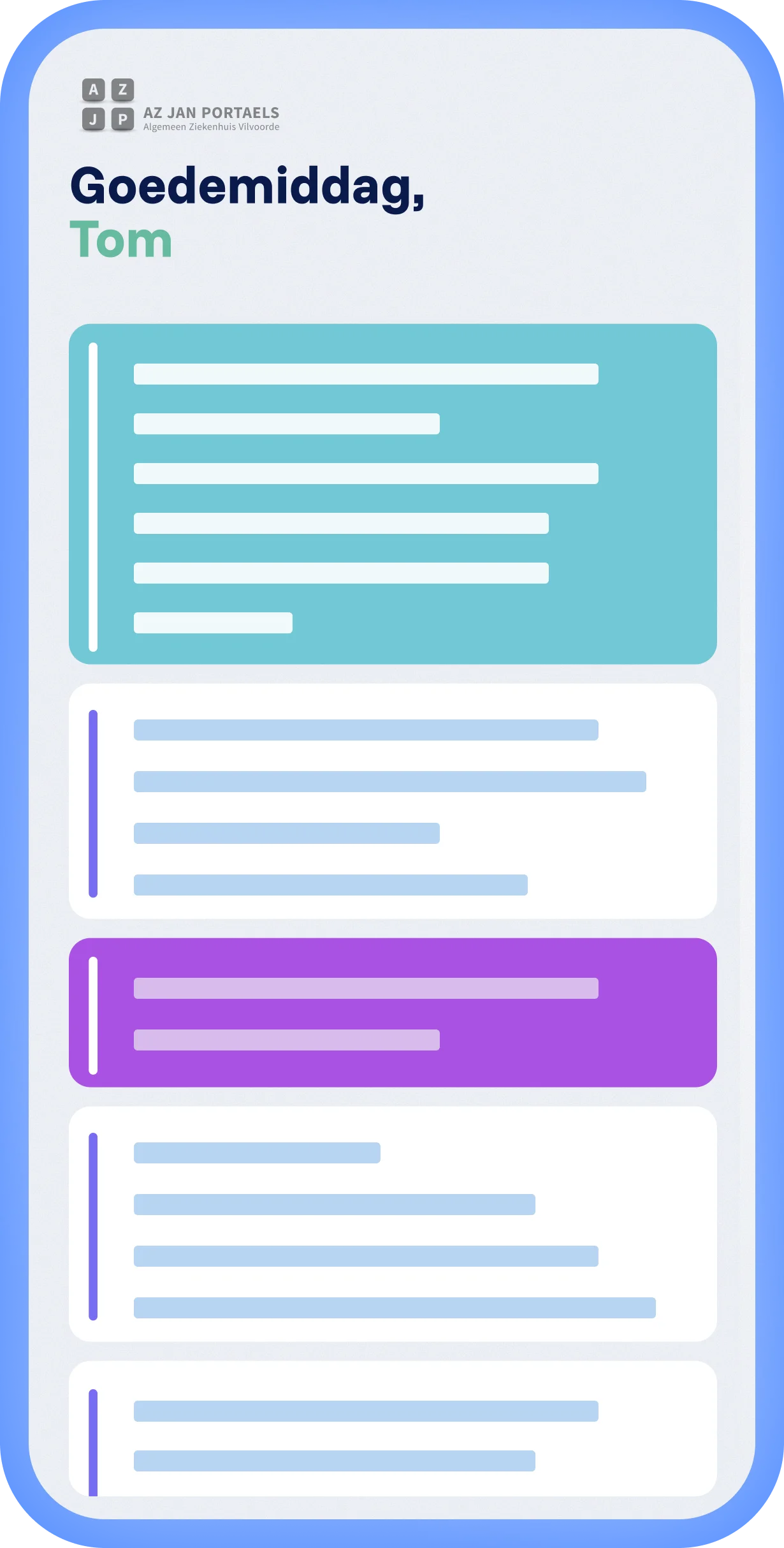 Spencer platform met lokale ervaring en eigen Mobix branding, gepersonaliseerde feed met artikelen en overzichtelijke layout