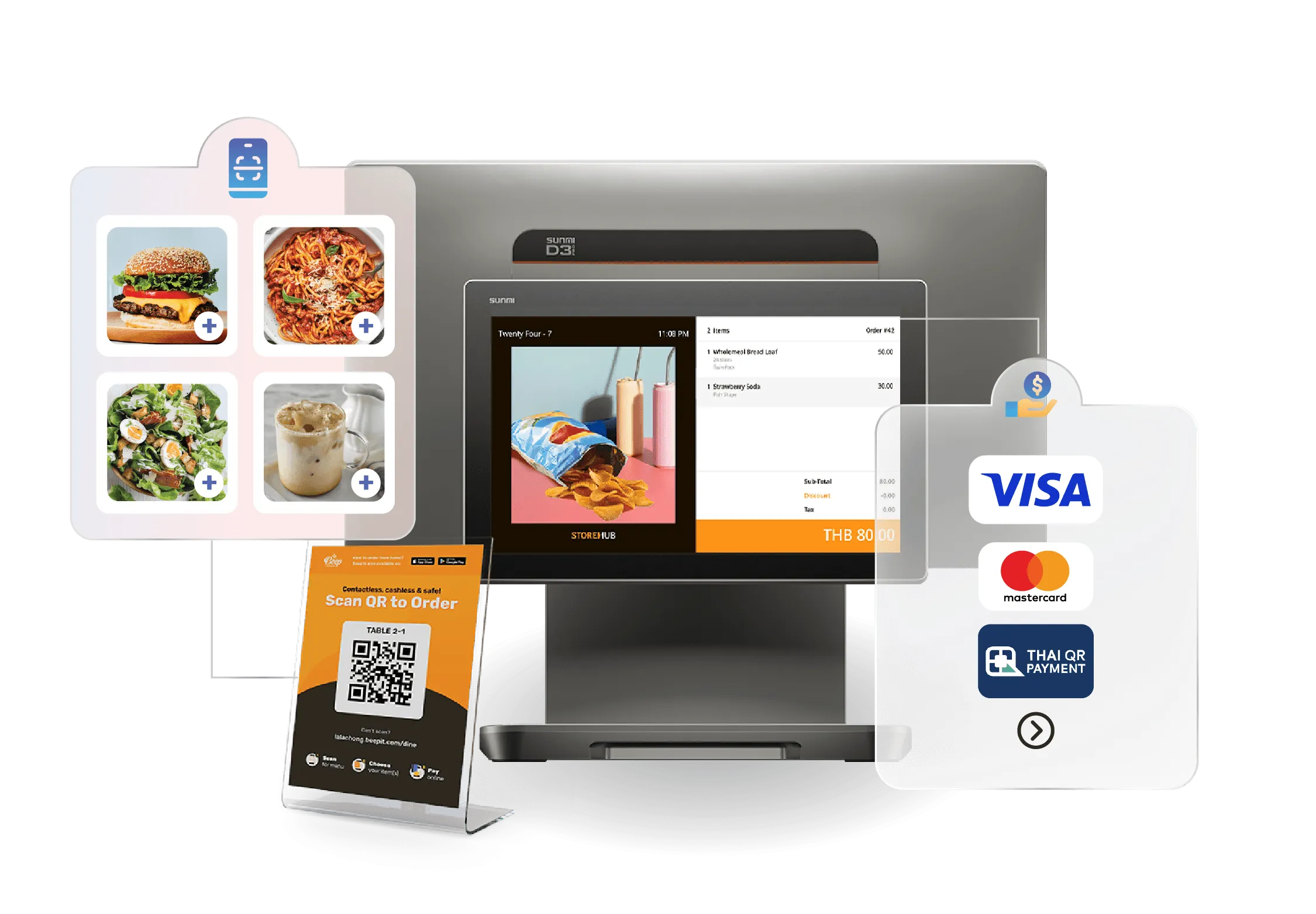 StoreHub Thailand POS supporting DuitNow QR, GrabPay, and major credit cards for retail and F&B.