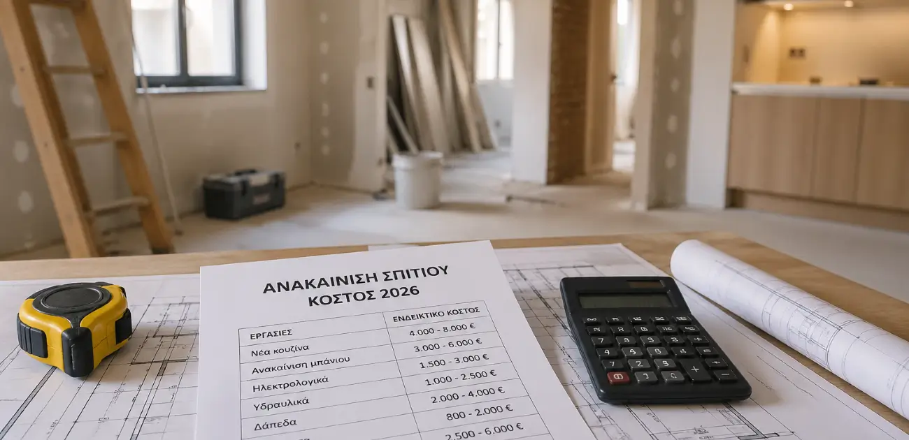 Ανακαίνιση Σπιτιού στα Μεσόγεια: Πόσο Κοστίζει το 2026
