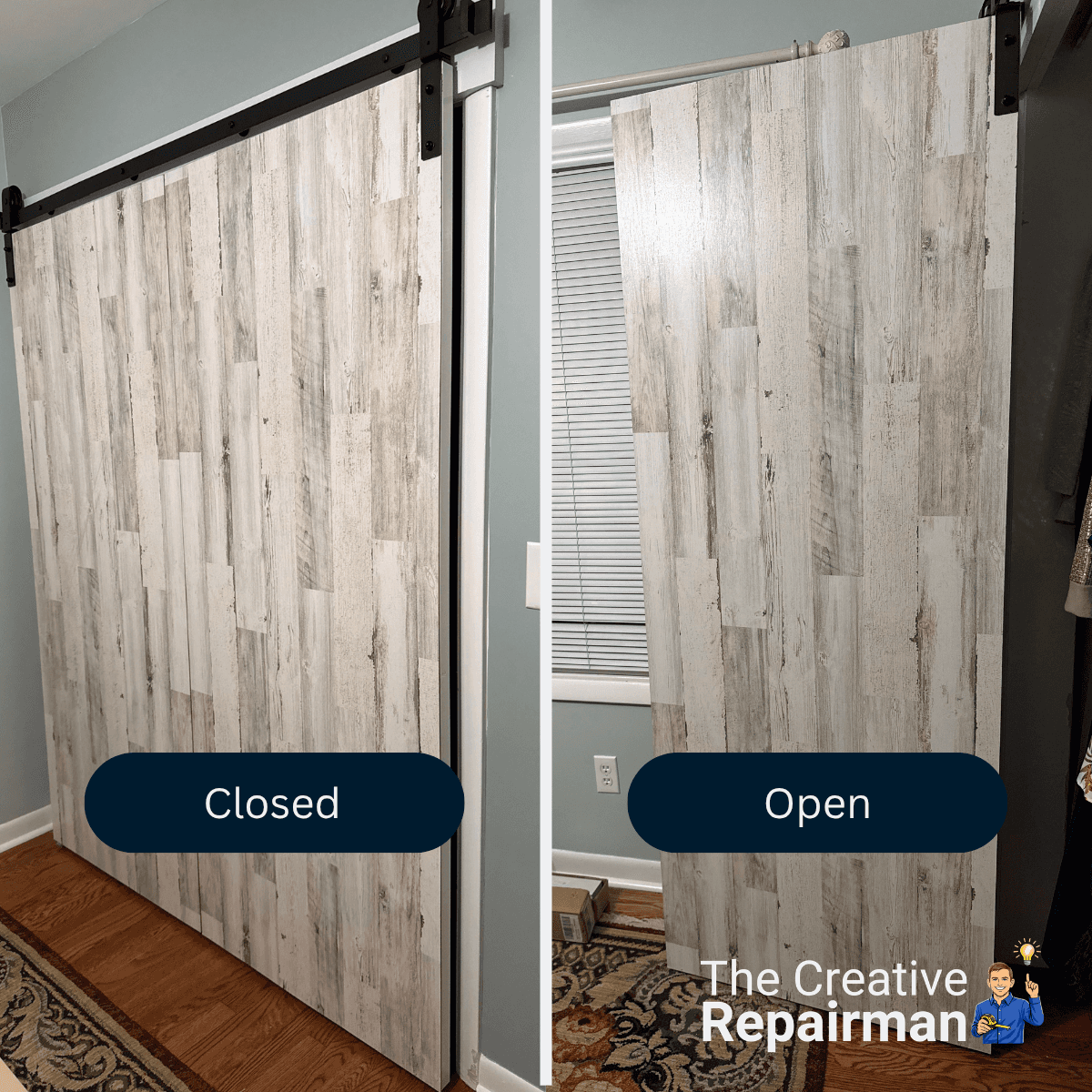 closet upgrade with barn door