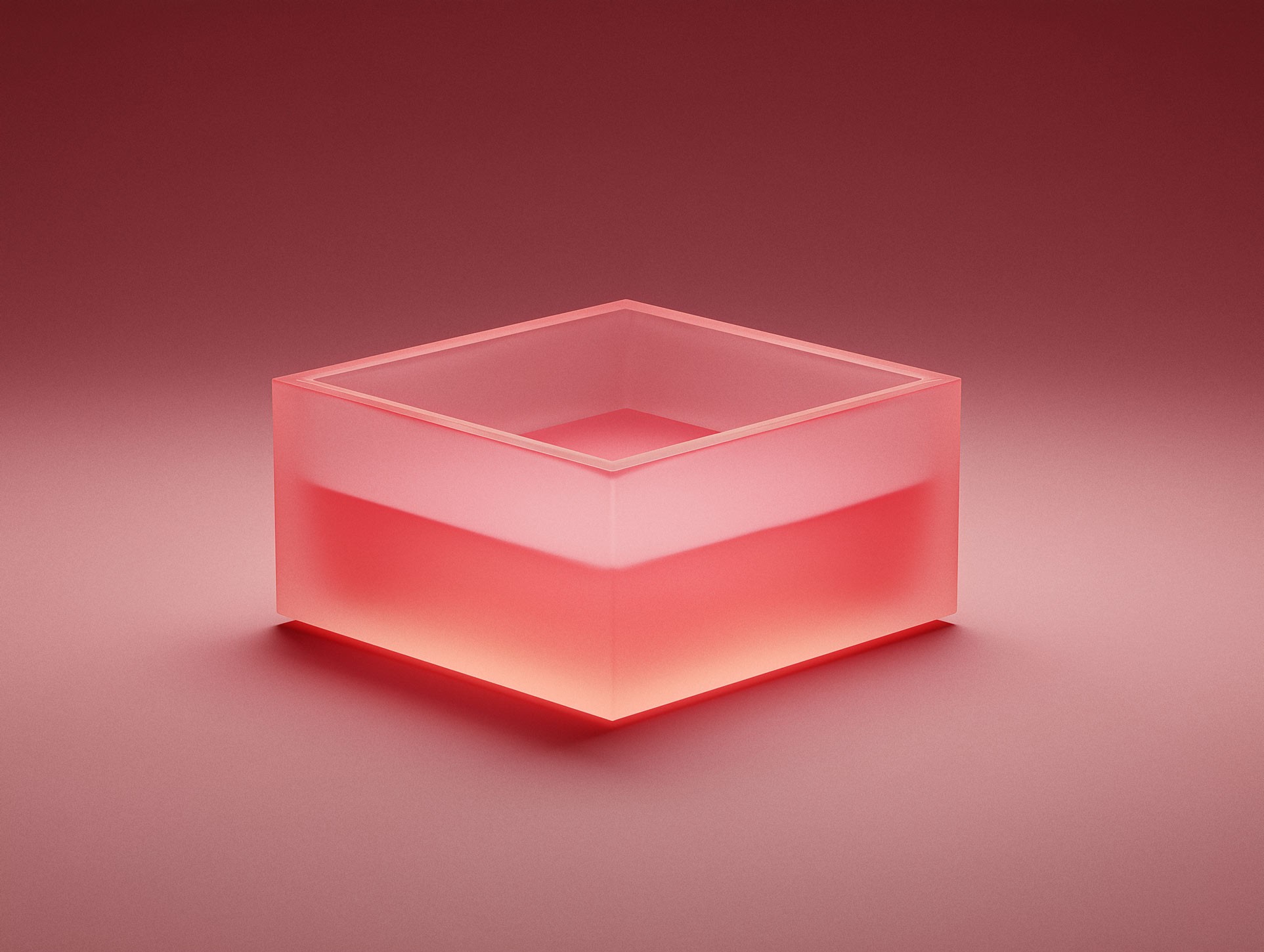 Stacked translucent layers forming cube